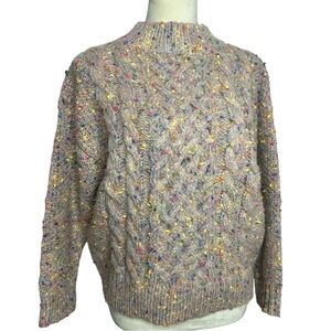 Harper Heritage tan rainbow speckled soft mock turtleneck sweater, small‎